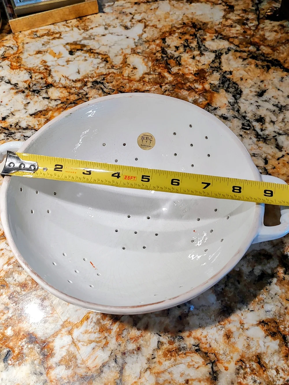 Hand-Painted Bassano Floral Ceramic Colander - White with Multicolor Flowers